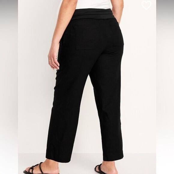 Old Navy Maternity Rollover-Waist Linen Blend Pant size Medium - Picture 3 of 8
